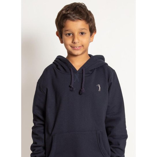 Moletom Infantil Aleatory Bolso Canguru com Capuz Hazard Masculino - Marinho