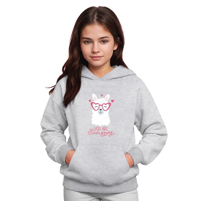 Moletom Infantil Canguru Menina Algodão Estampa Lhama