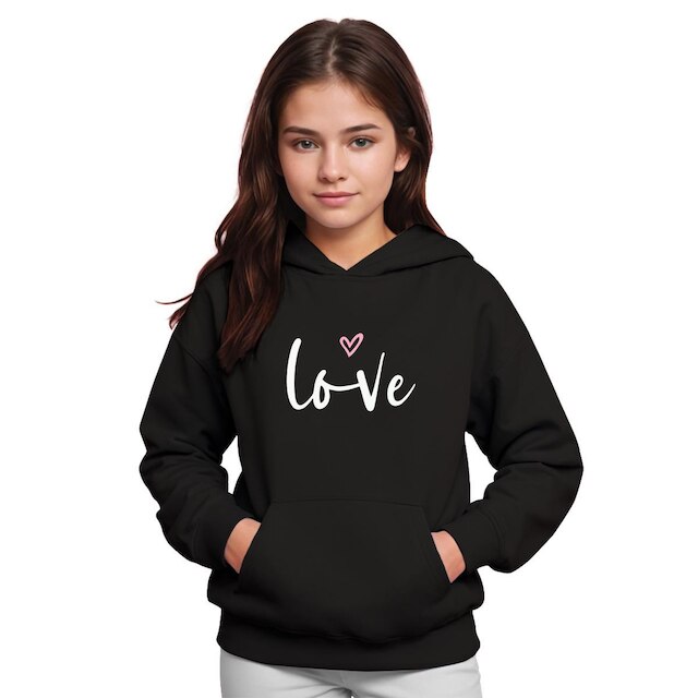 Moletom Infantil Canguru Menina Algodão Estampa Love