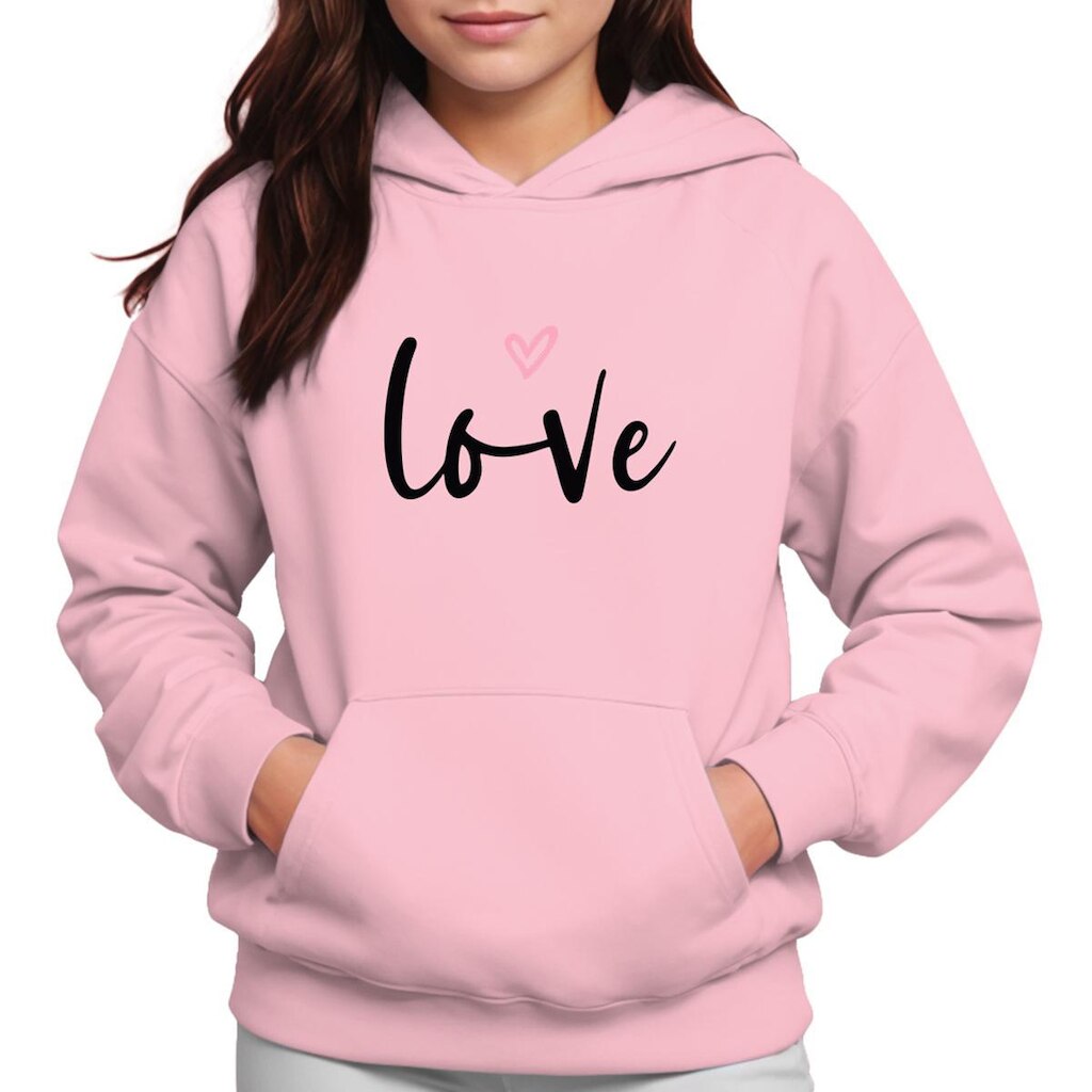 Moletom Infantil Canguru Menina Algodão Estampa Love