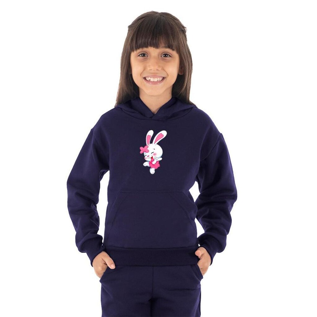 Moletom Infantil Canguru Menina Coelhinho Benellys