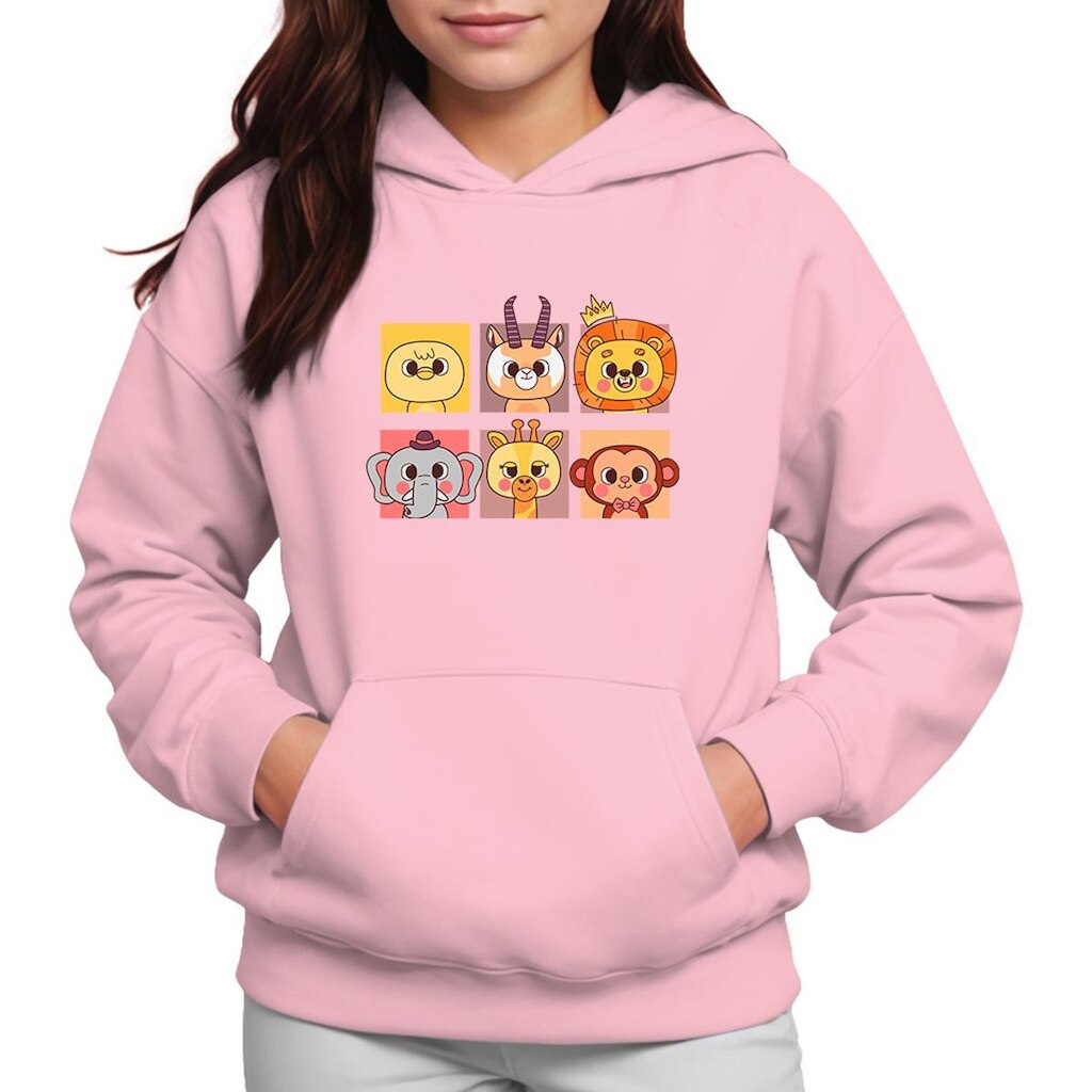 Moletom Infantil Canguru Menina Estampa Animaizinhos
