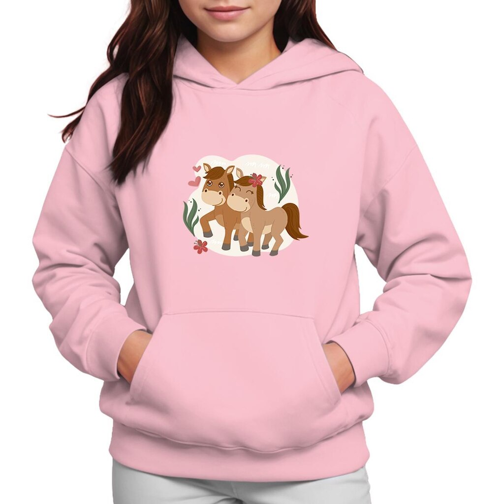 Moletom Infantil Canguru Menina Estampa Cavalinhos