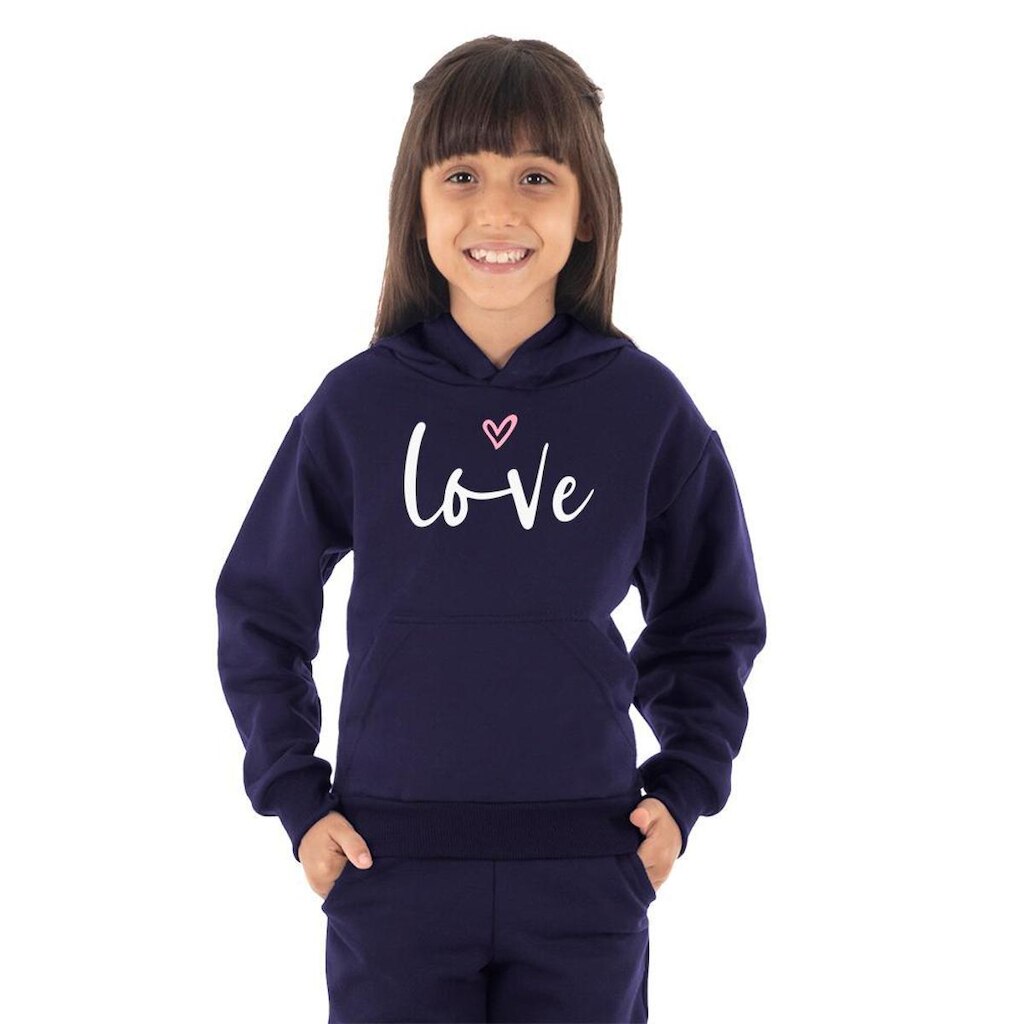 Moletom Infantil Canguru Menina Love Benellys