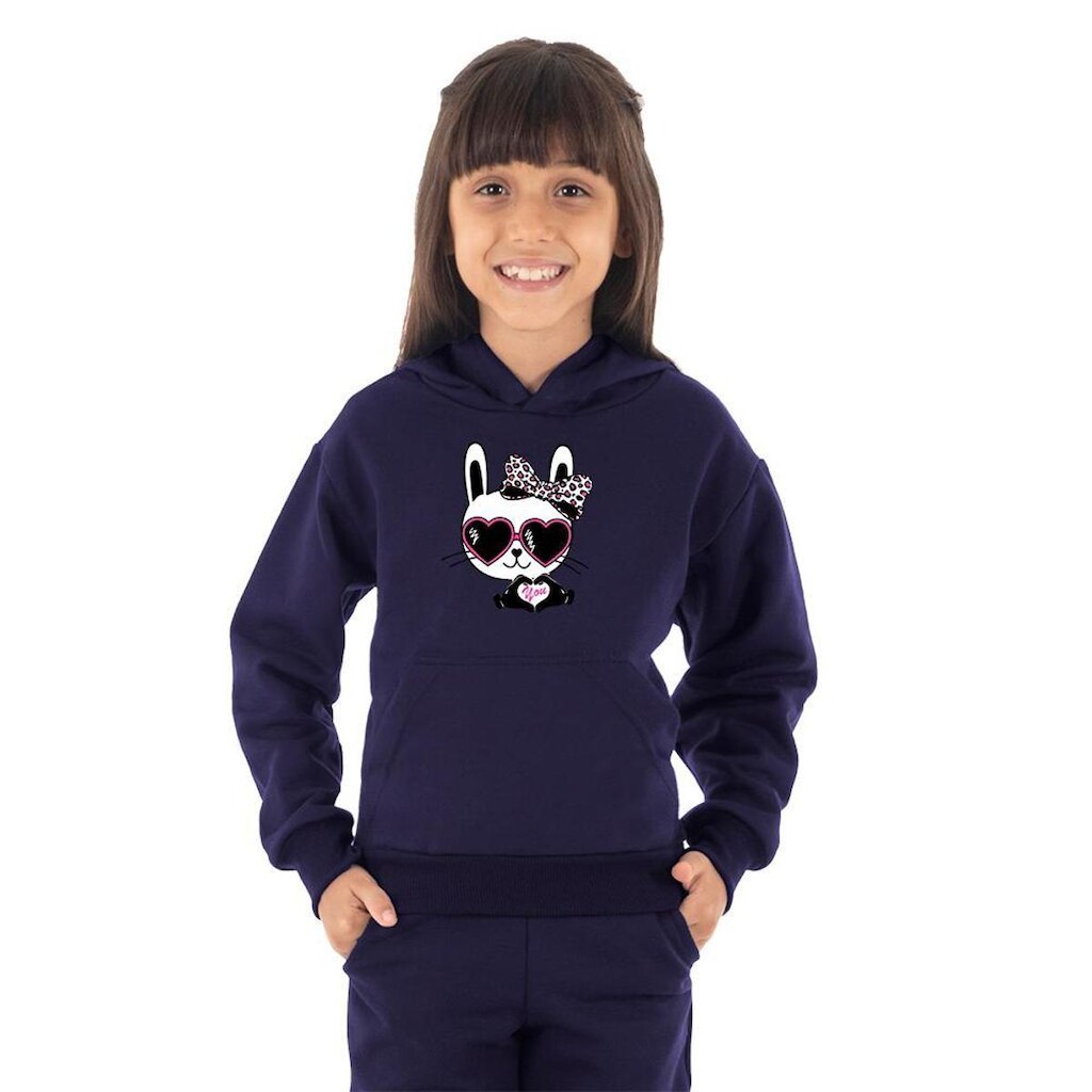 Moletom Infantil Canguru Menina Panda Óculos Benellys
