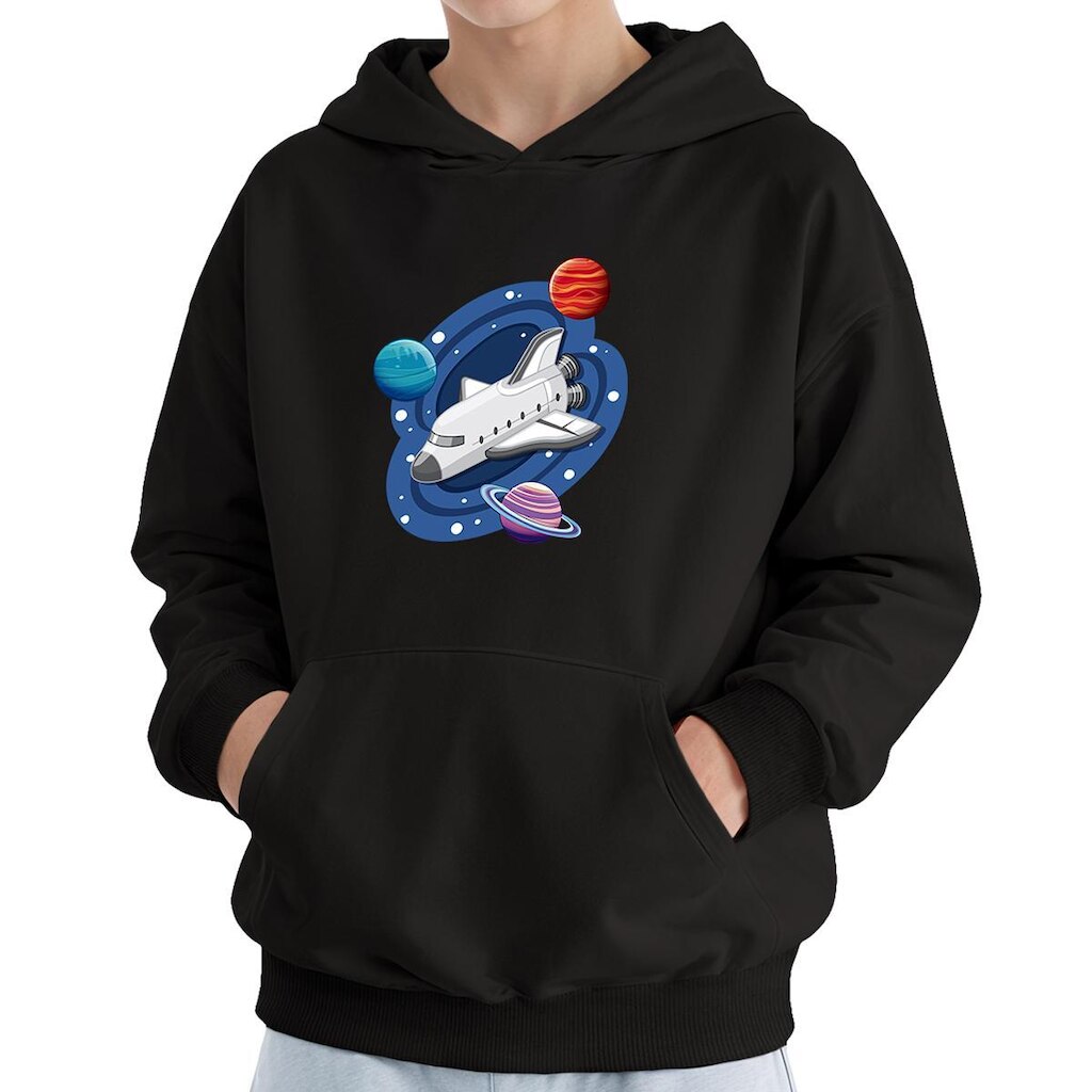 Moletom Infantil Canguru Menino Algodão Estampa Espacial