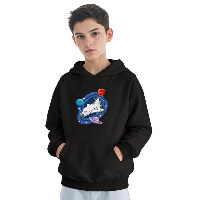 Moletom Infantil Canguru Menino Algodão Estampa Espacial
