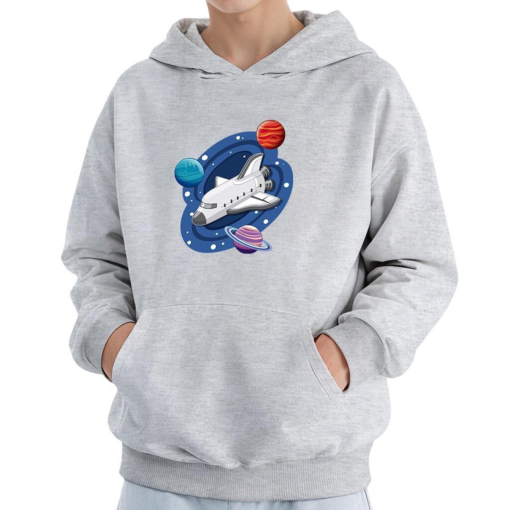 Moletom Infantil Canguru Menino Algodão Estampa Espacial