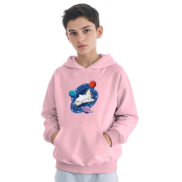 Moletom Infantil Canguru Menino Algodão Estampa Espacial