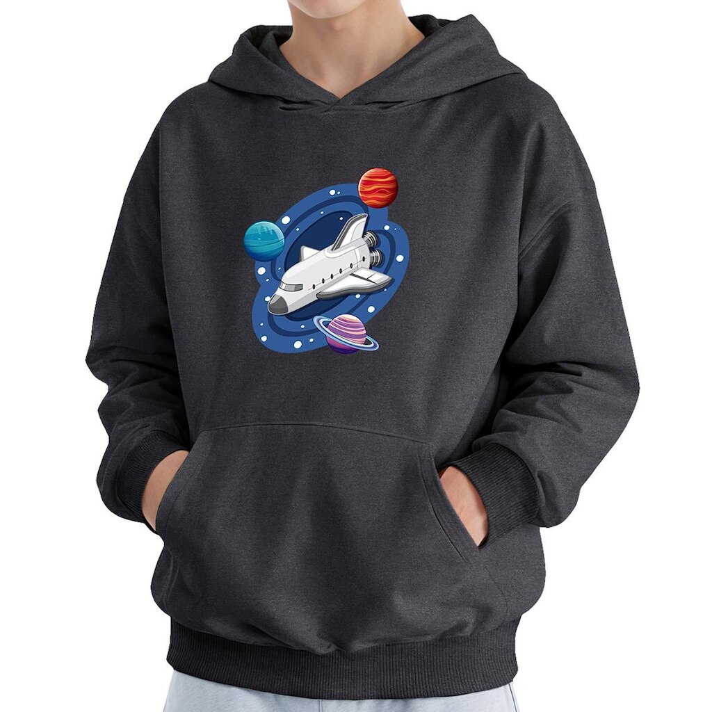 Moletom Infantil Canguru Menino Algodão Estampa Espacial