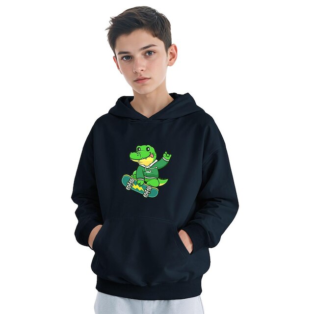 Moletom Infantil Canguru Menino Estampa Jacaré Skate