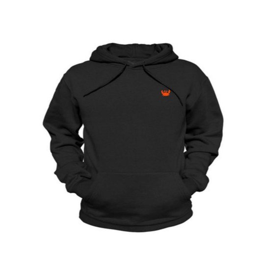 Moletom Infantil Estampa Mini Siri Neon Relaxado Com Capuz Bolso Canguru - Preto+Laranja