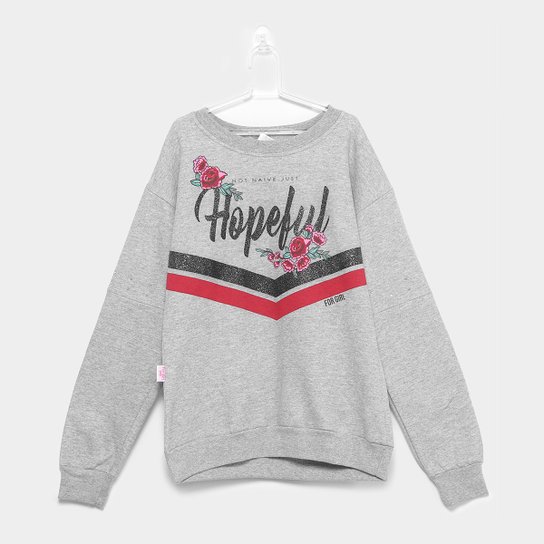 Moletom Infantil For Girl Hopeful Feminino - Cinza