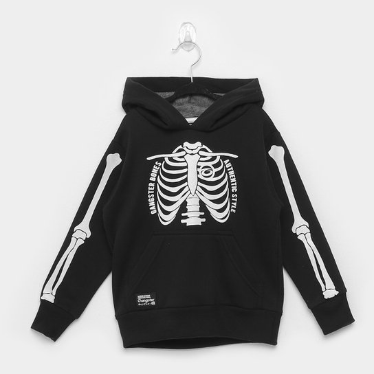Moletom Infantil Gangster Caveira Capuz Masculino Preto Netshoes