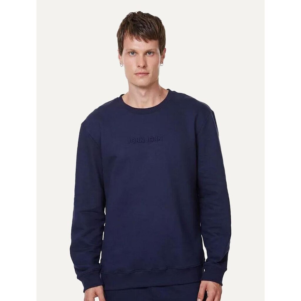Moletom John John Masculino Embossed Logo Azul Marinho