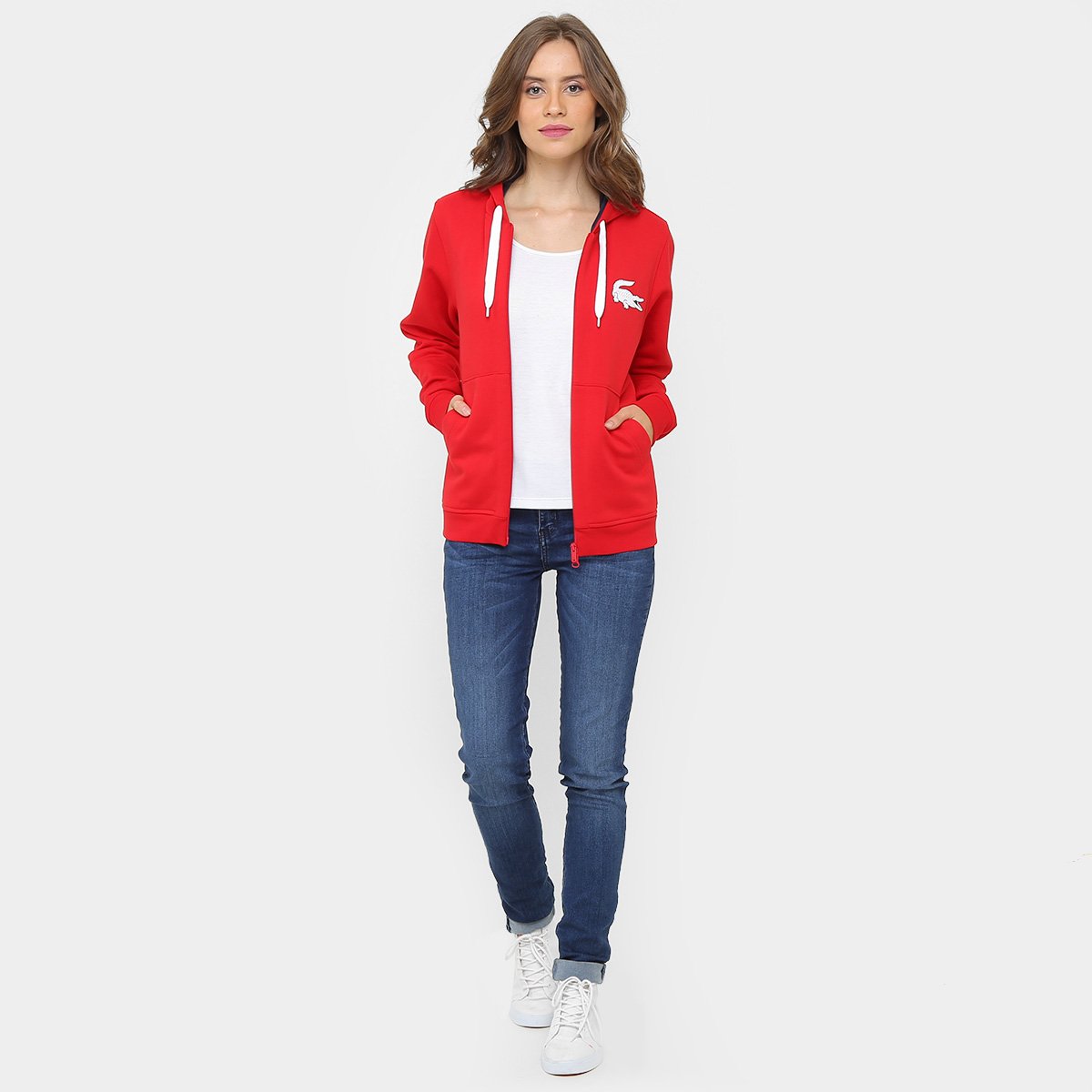 lacoste red moletom com capuz