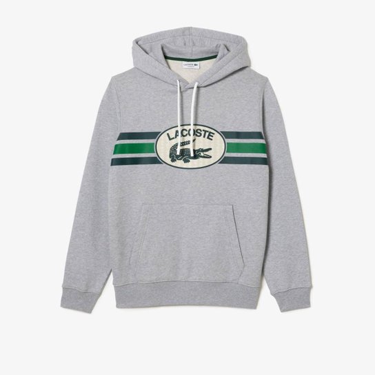 Moletom Lacoste Loose Fit com capuz e estampa de monograma Masculino - Cinza Menor preço em Moletom Lacoste Loose Fit com capuz e estampa de monograma Masculino - Cinza