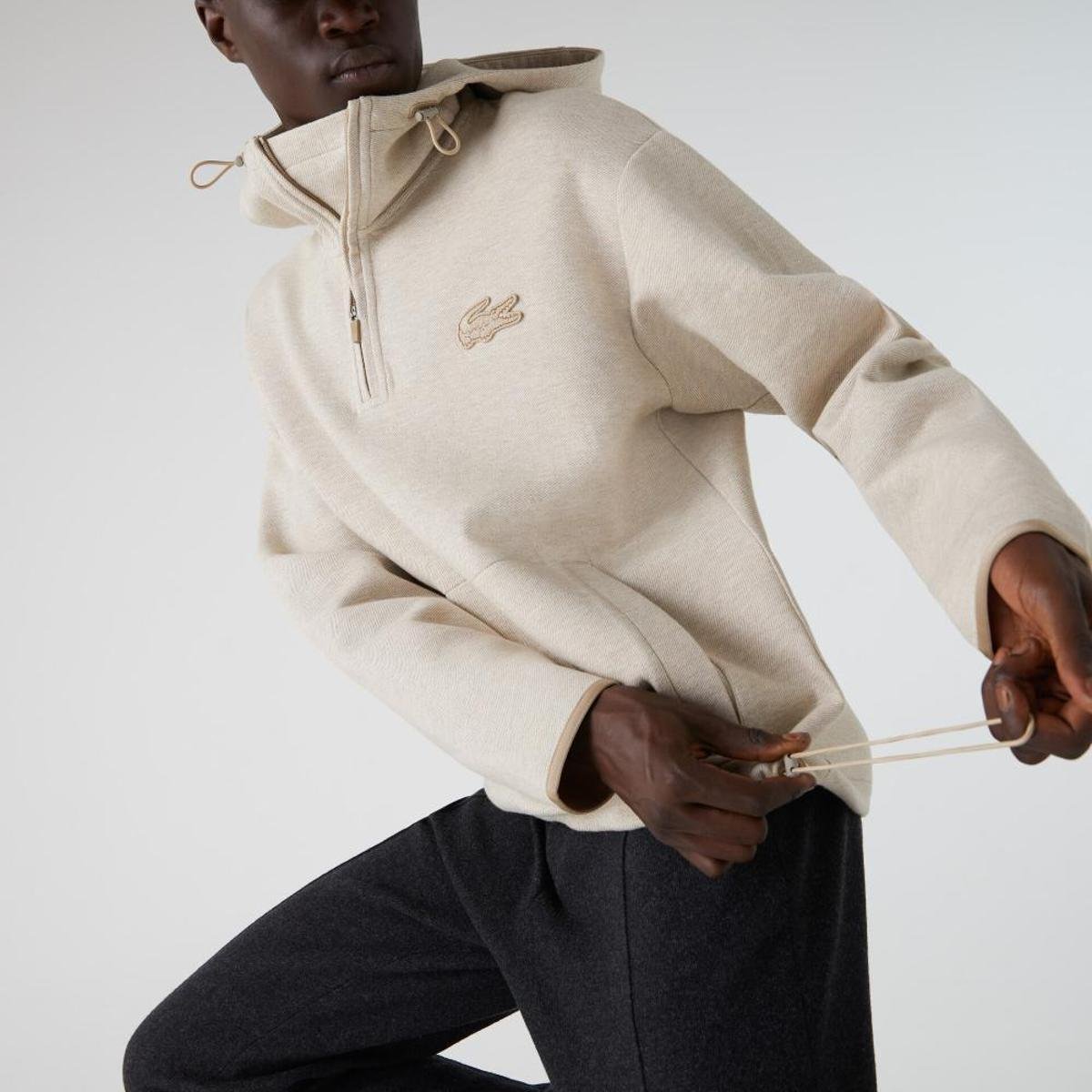 lacoste beige moletom com capuz