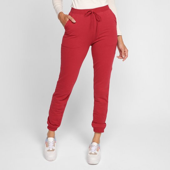 Moletom Malwee Liso Cintura Alta Feminino - Vermelho Escuro Menor preço em Moletom Malwee Liso Cintura Alta Feminino - Vermelho Escuro