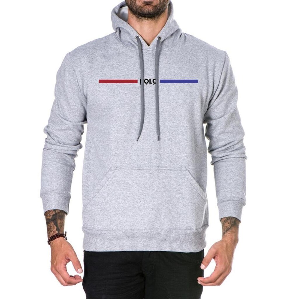 Moletom Masculino Algodão Estampado Capuz Bolso Canguru