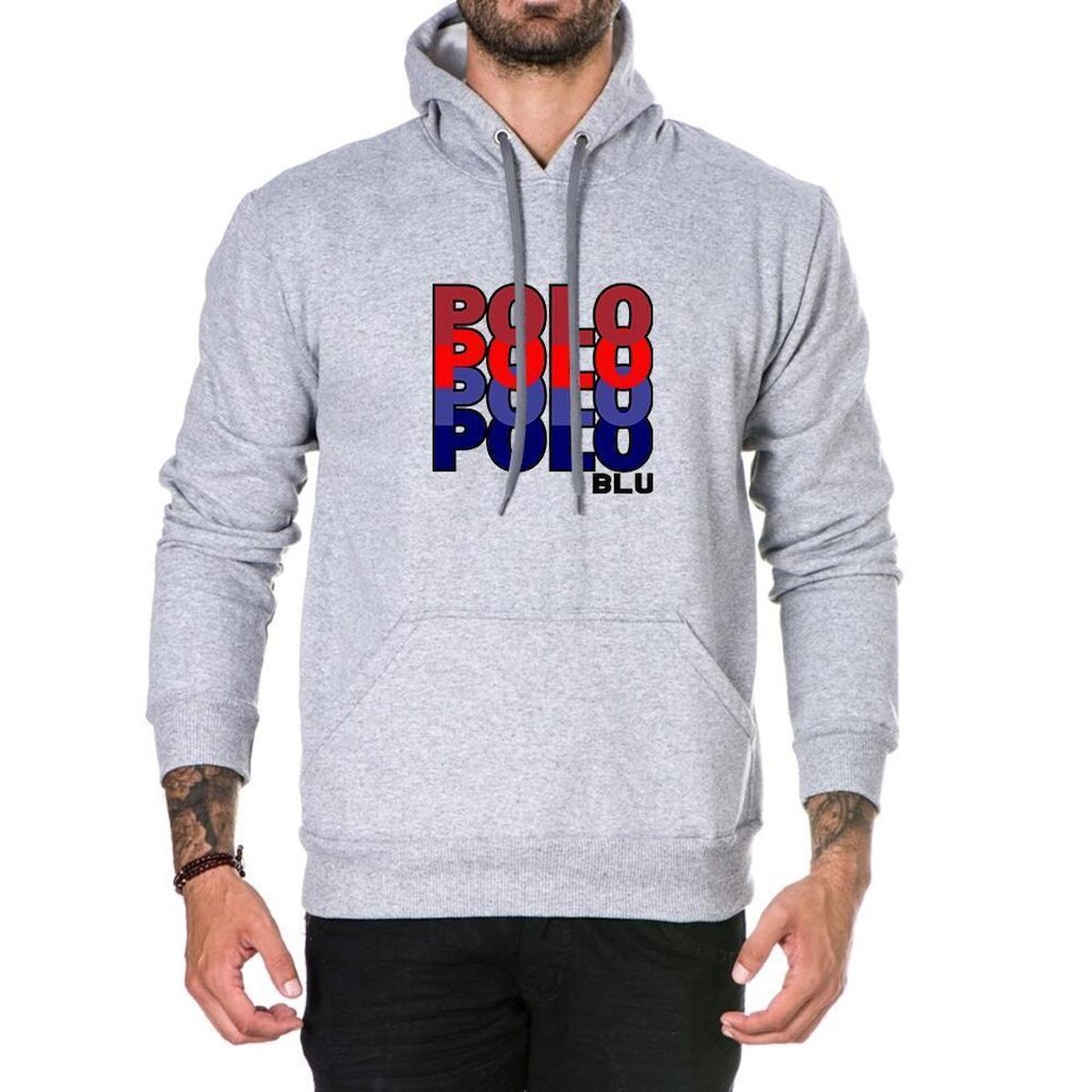 Moletom Masculino Algodão Flanelado Capuz Bolso Canguru