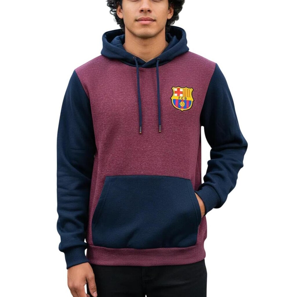 MOLETOM MASCULINO BARCELONA CANGURU VINHO / MARINHO