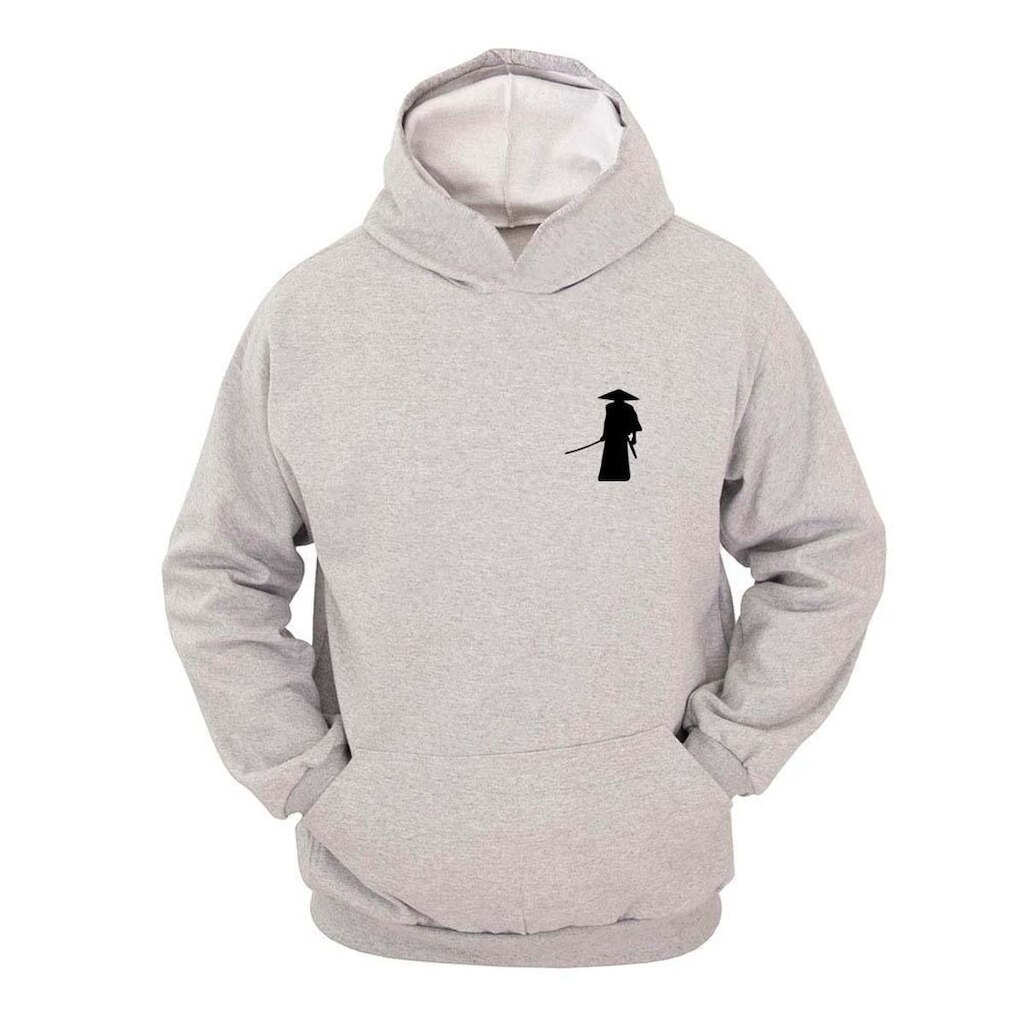 Moletom Masculino Canguru Com Capuz Estampa Samurai