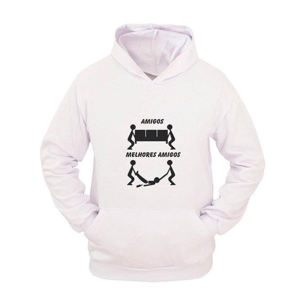 Moletom Masculino Canguru Estampa Melhores Amigos com Capuz