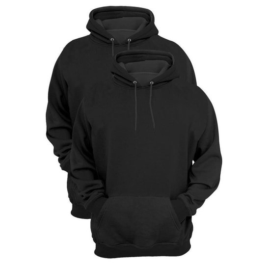 Moletom Masculino Feminino Blusa de Frio Canguru Capuz Kit 2 - Preto é ruim? Moletom Masculino Feminino Blusa de Frio Canguru Capuz Kit 2 - Preto é boa?