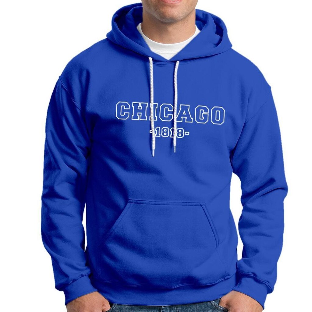 Moletom Masculino Feminino Chicago 1818 Em Algodão Com Capuz