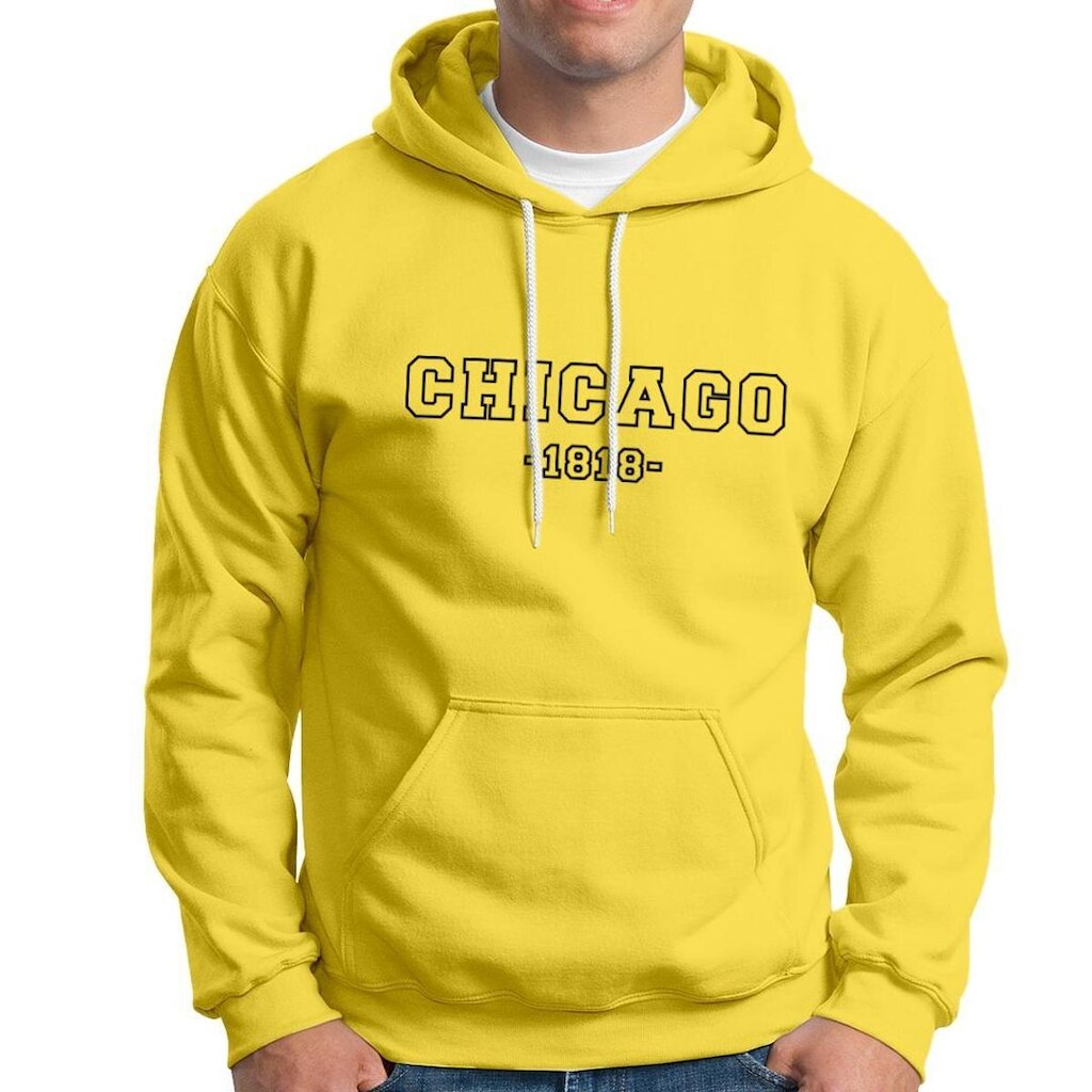 Moletom Masculino Feminino Chicago 1818 Em Algodão Com Capuz