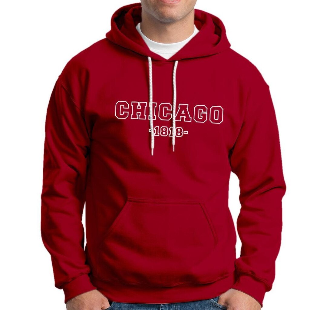 Moletom Masculino Feminino Chicago 1818 Em Algodão Com Capuz
