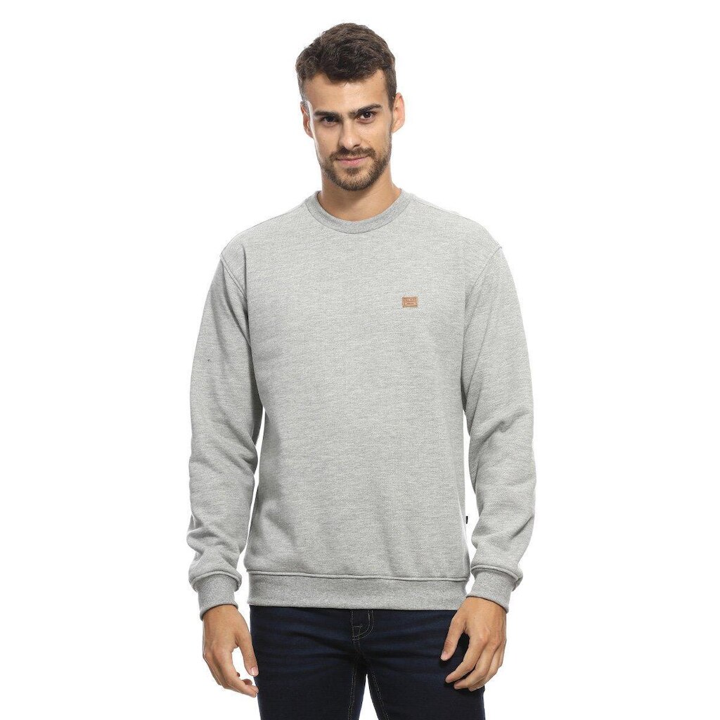 Moletom Masculino Gola Careca Minimalist VLCS Cinza