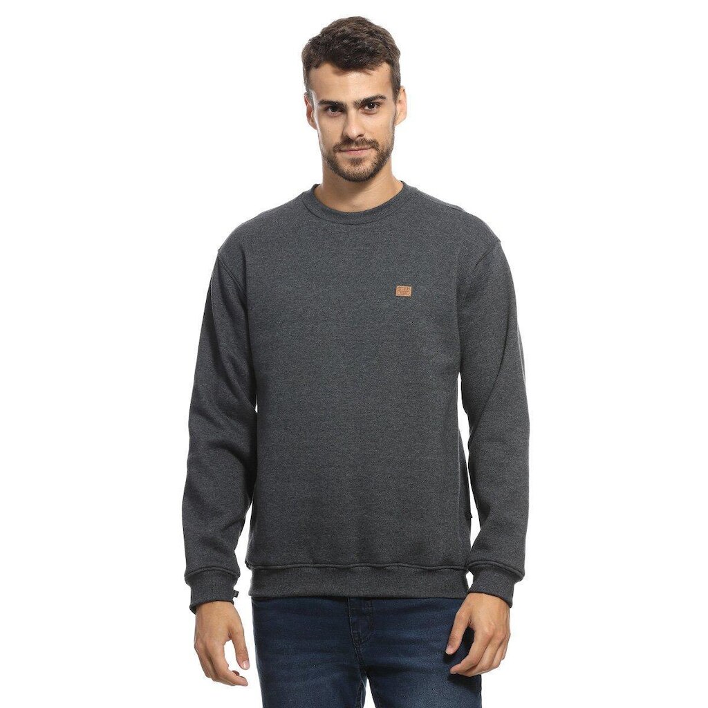 Moletom Masculino Liso Gola Careca VLCS Chumbo