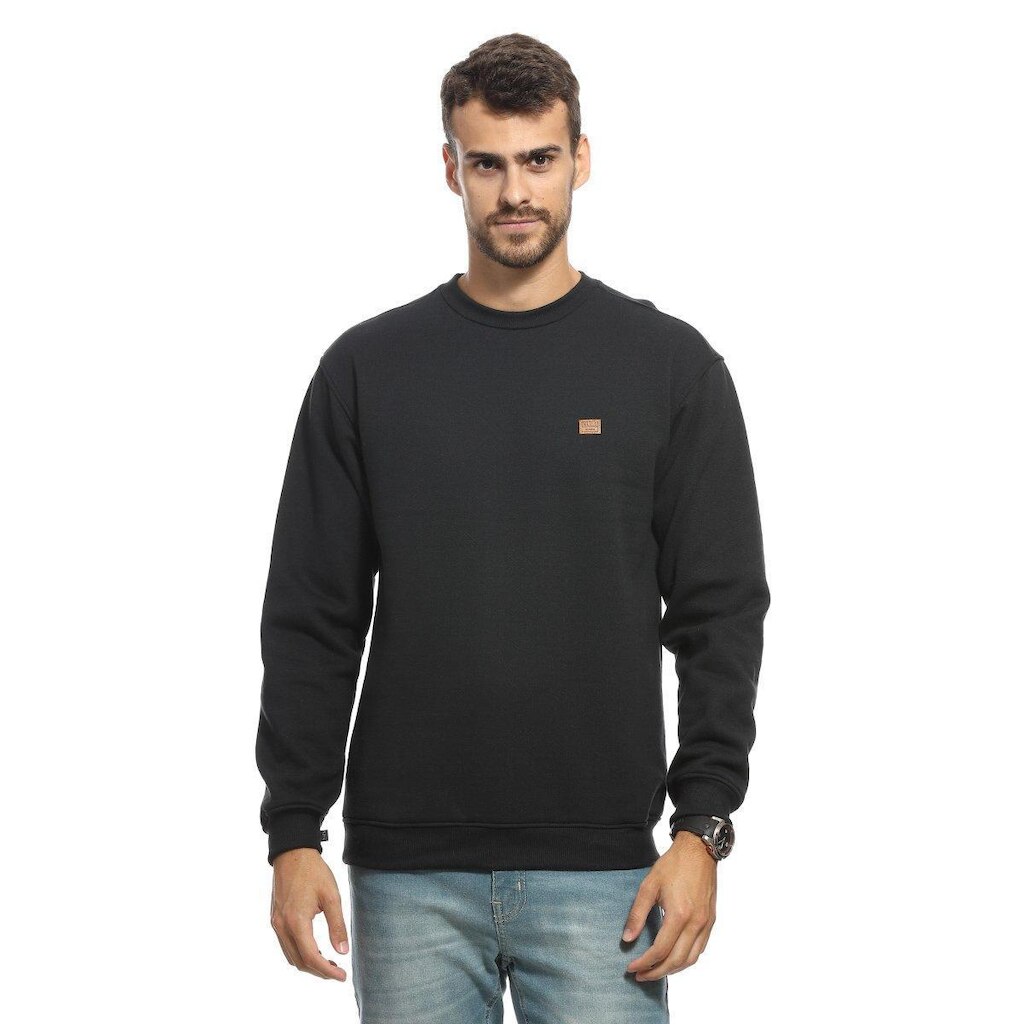 Moletom Masculino Liso Gola Careca VLCS Preto