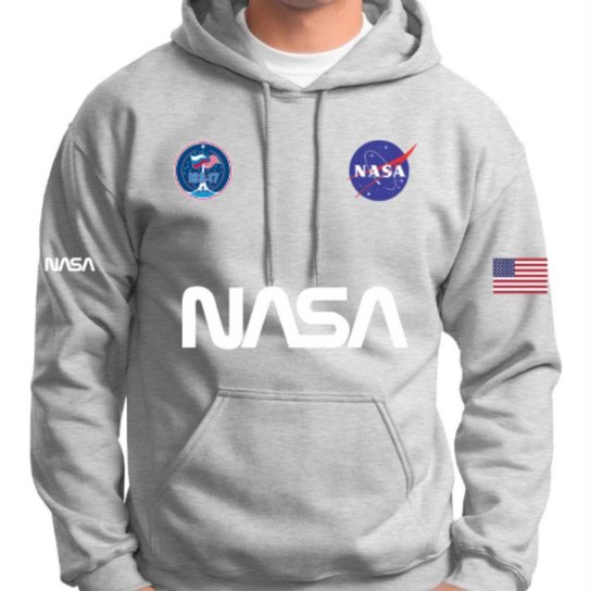 Moletom Masculino Moletom Feminino Nasa Unissex Várias Cores - Cinza Menor preço em Moletom Masculino Moletom Feminino Nasa Unissex Várias Cores - Cinza