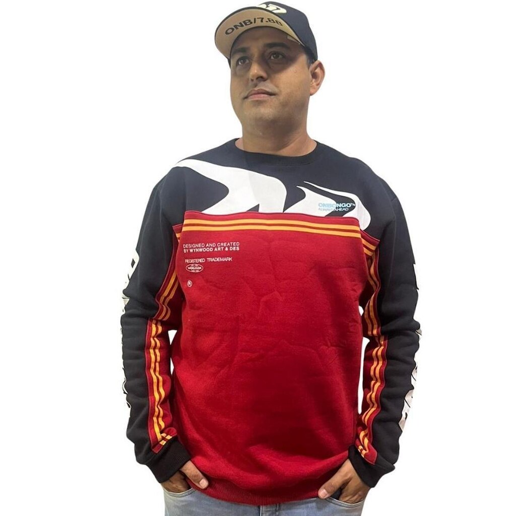 Moletom Masculino Onbongo Retro Preto e Vermelho ON156