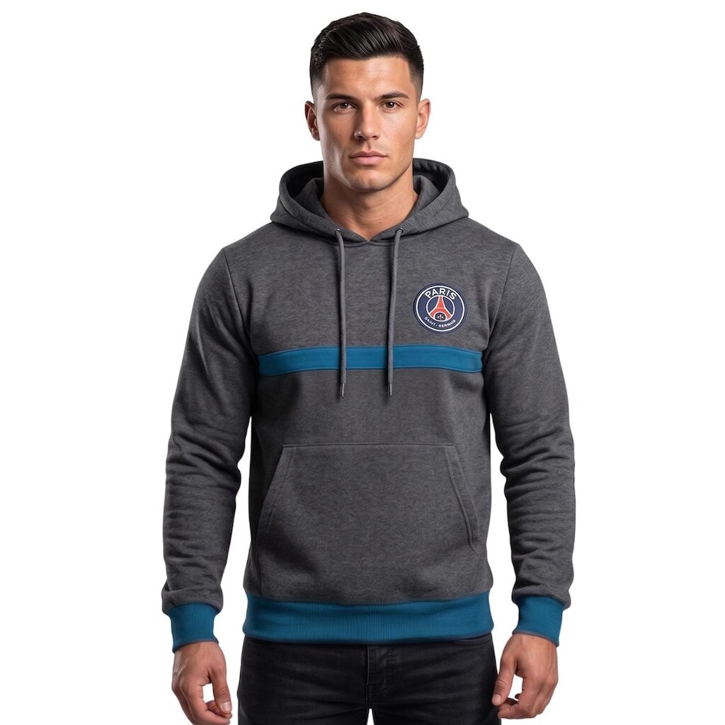 MOLETOM MASCULINO PARIS SAINT GERMAIN CANGURU CHUMBO / AZUL