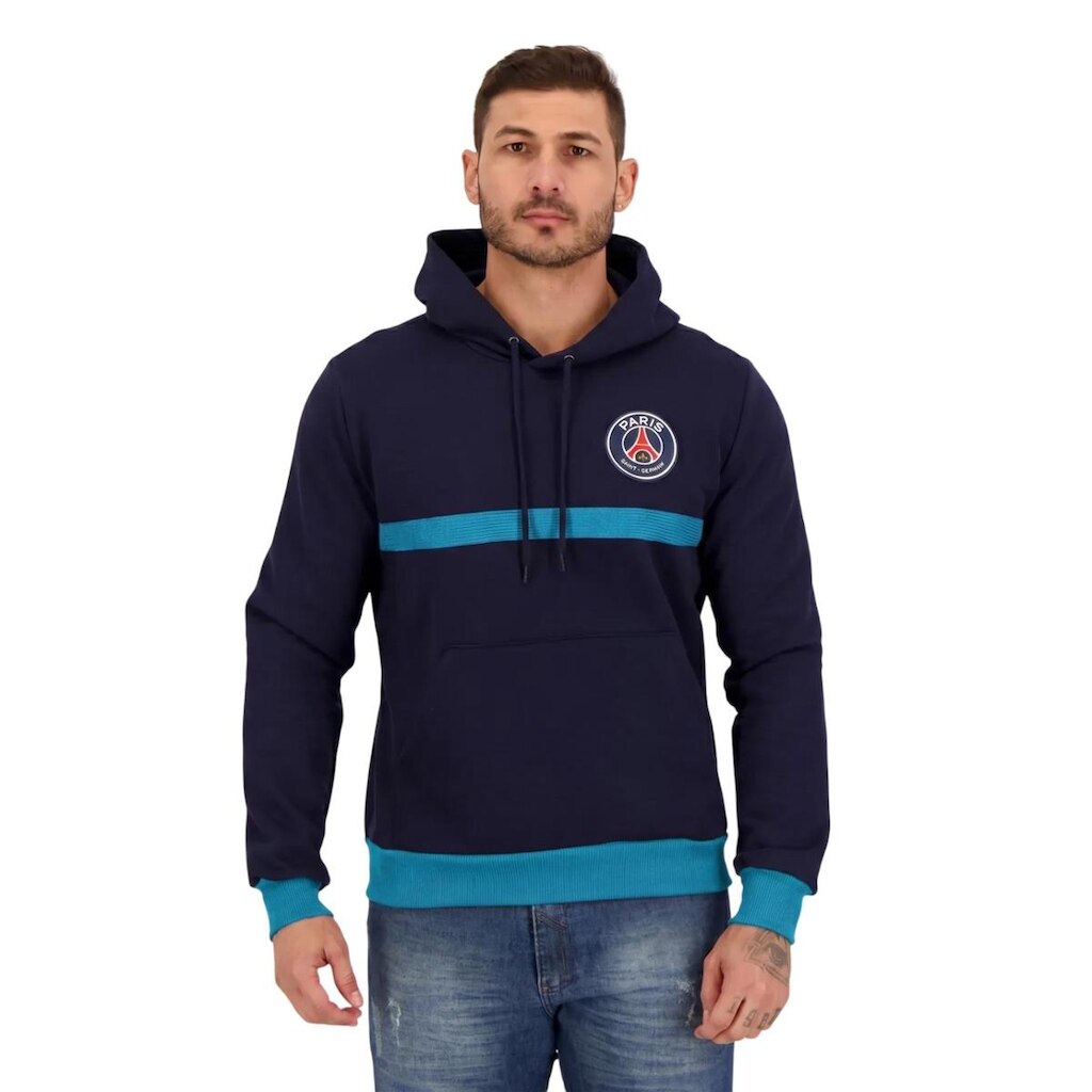 MOLETOM MASCULINO PARIS SAINT GERMAIN CANGURU MARINHO / AZUL