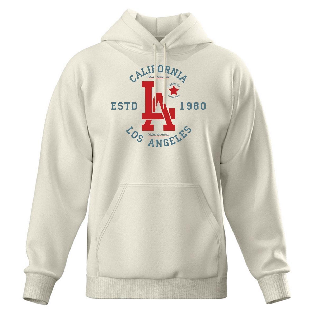 Moletom Modelo Canguru Com Capuz Algodão Masculino e Feminino Los Angeles Menor preço em Moletom Modelo Canguru Com Capuz Algodão Masculino e Feminino Los Angeles