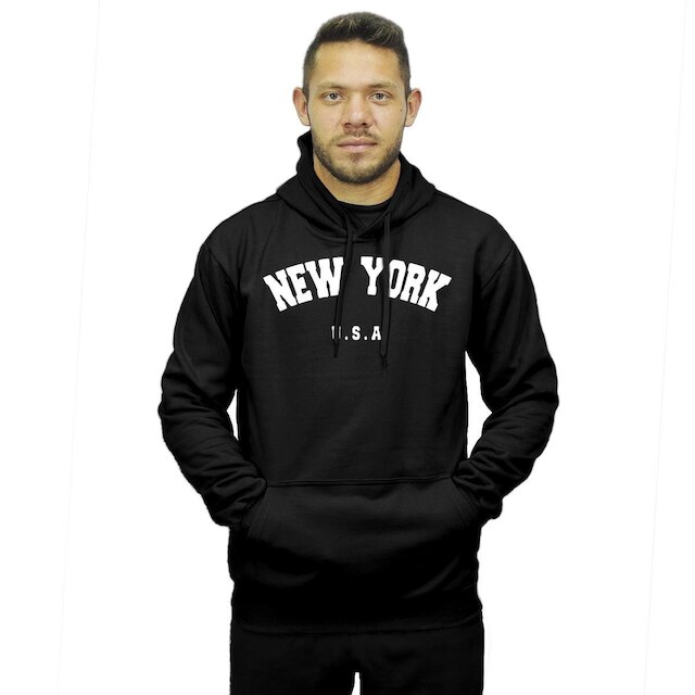 Moletom Modelo Canguru Com Capuz Algodão Masculino e Feminino New York