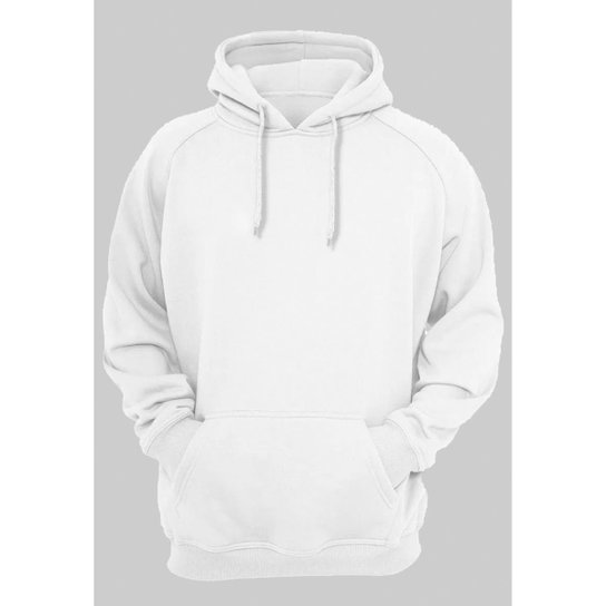 Moletom Moleton Casaco Fechado Liso Masculino Blusa de Frio Algodão Miss Loures Canguru - Branco Menor preço em Moletom Moleton Casaco Fechado Liso Masculino Blusa de Frio Algodão Miss Loures Canguru - Branco