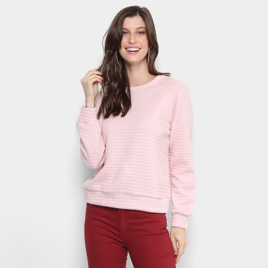 Moletom MS Fashion Texturizado Feminino - Rosa
