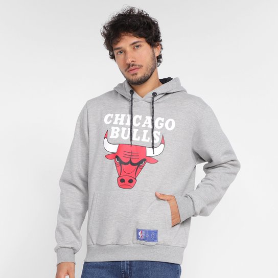 Moletom NBA Chicago Bulls Canguru Masculino - Mescla Menor preço em Moletom NBA Chicago Bulls Canguru Masculino - Mescla