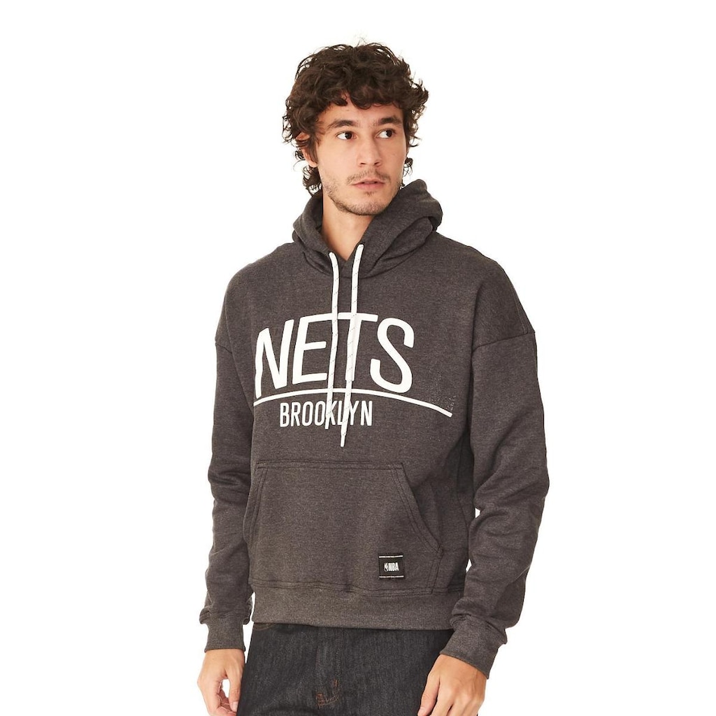 Moletom NBA Fechado Com Capuz Brooklyn Nets Masculino
