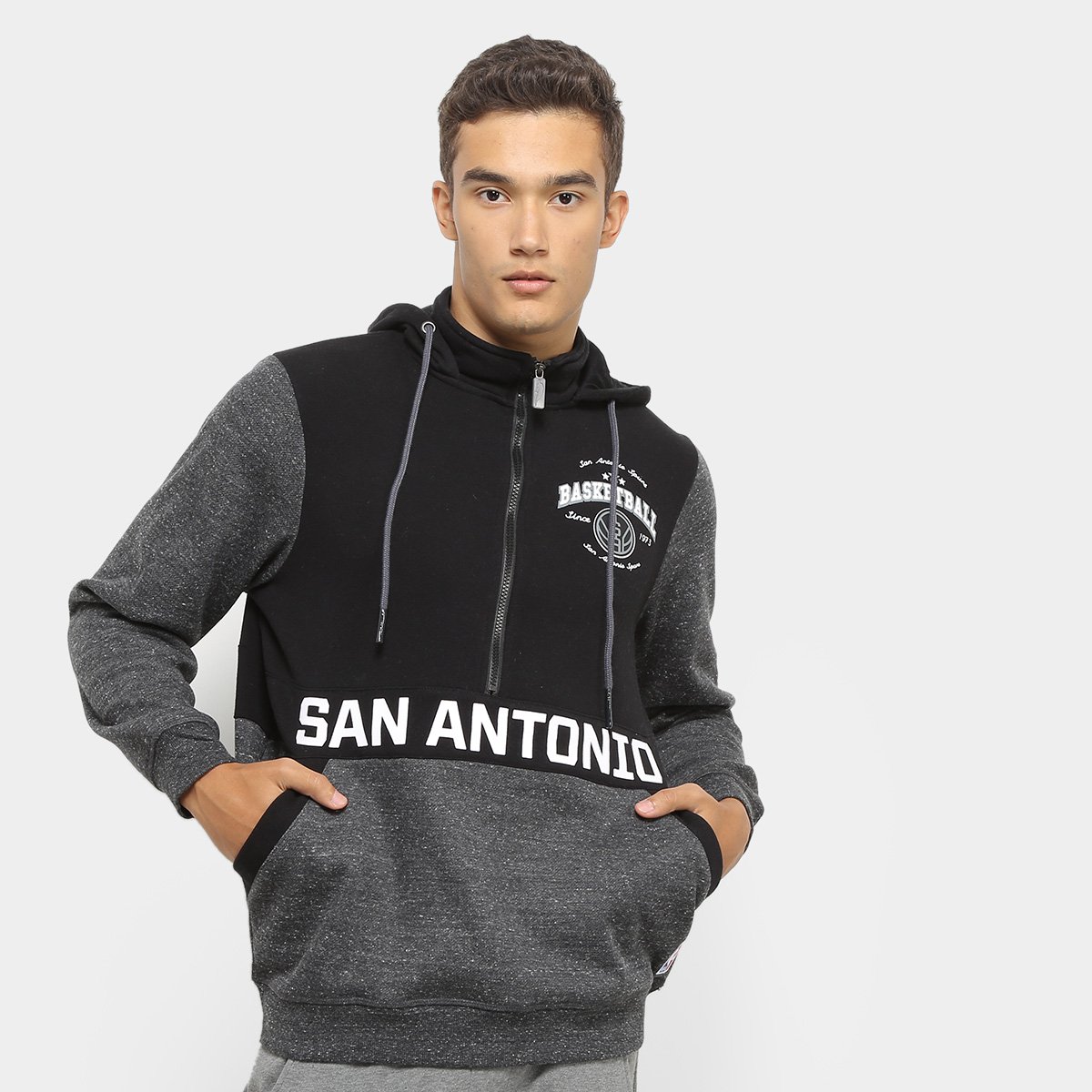 spurs zip up moletom com capuz