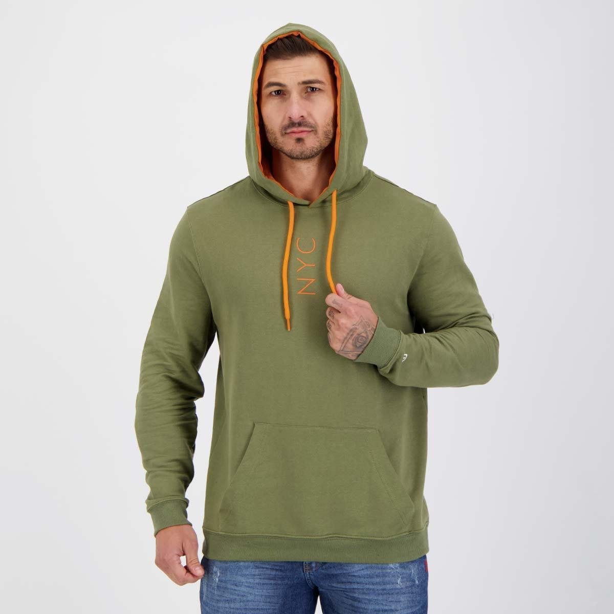 khaki longline moletom com capuz