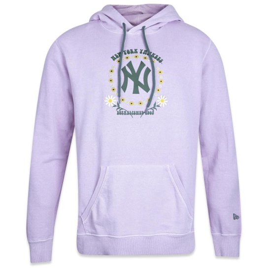 MOLETOM NEW ERA CANGURU FECHADO MLB NEW YORK YANKEES NATURE Rosa