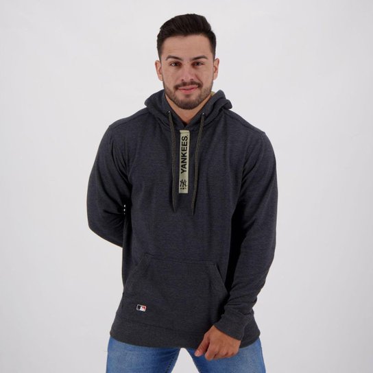 Moletom New Era Canguru Fechado New York Yankees MLB - Cinza