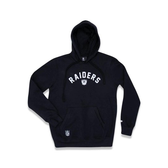 Moletom New Era Juvenil Canguru Fechado Oakland Raiders NFL - Preto